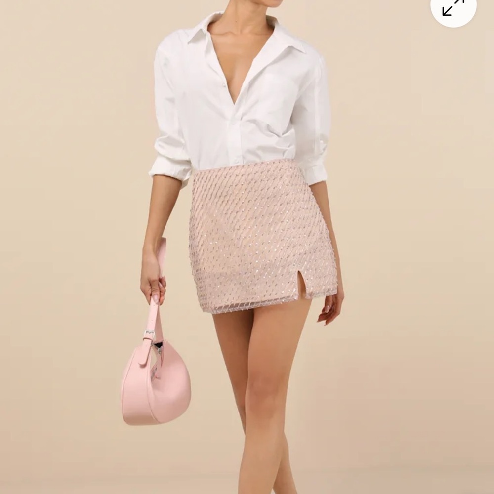 Beaded Pink Mini Skirt